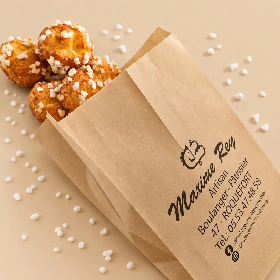 Sac kraft Maxime Rey garni de chouquettes